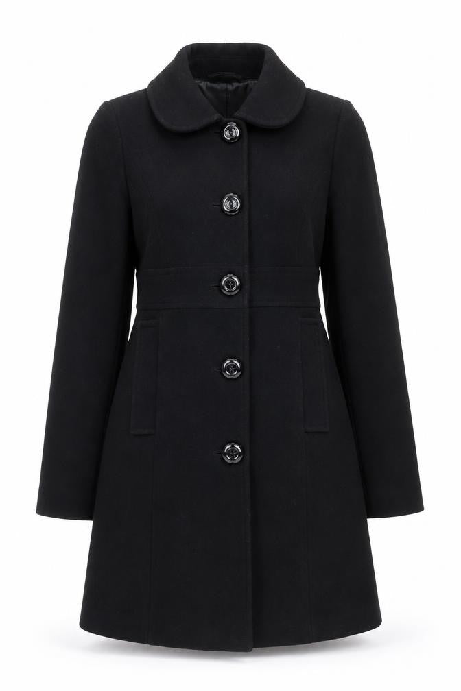 Killah Women's Black Wool Blend Mid-Length Overcoat Size M