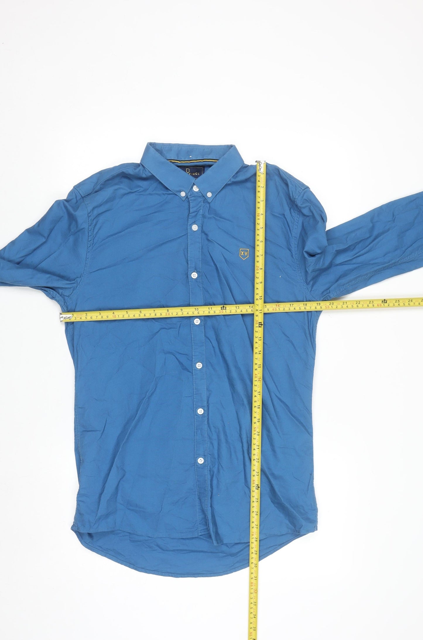 XV Kings Tommy Bowe Men's Blue Cotton Button-Up Shirt L