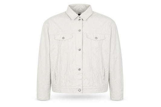 Front view of Only Carmakoma Beige Men's 2XL Cotton Denim Casual Jacket