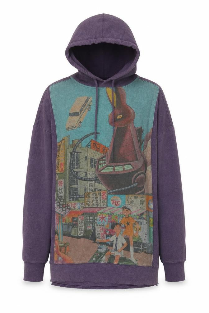 Movel Unisex Purple Graphic Anime Pullover Hoodie XS