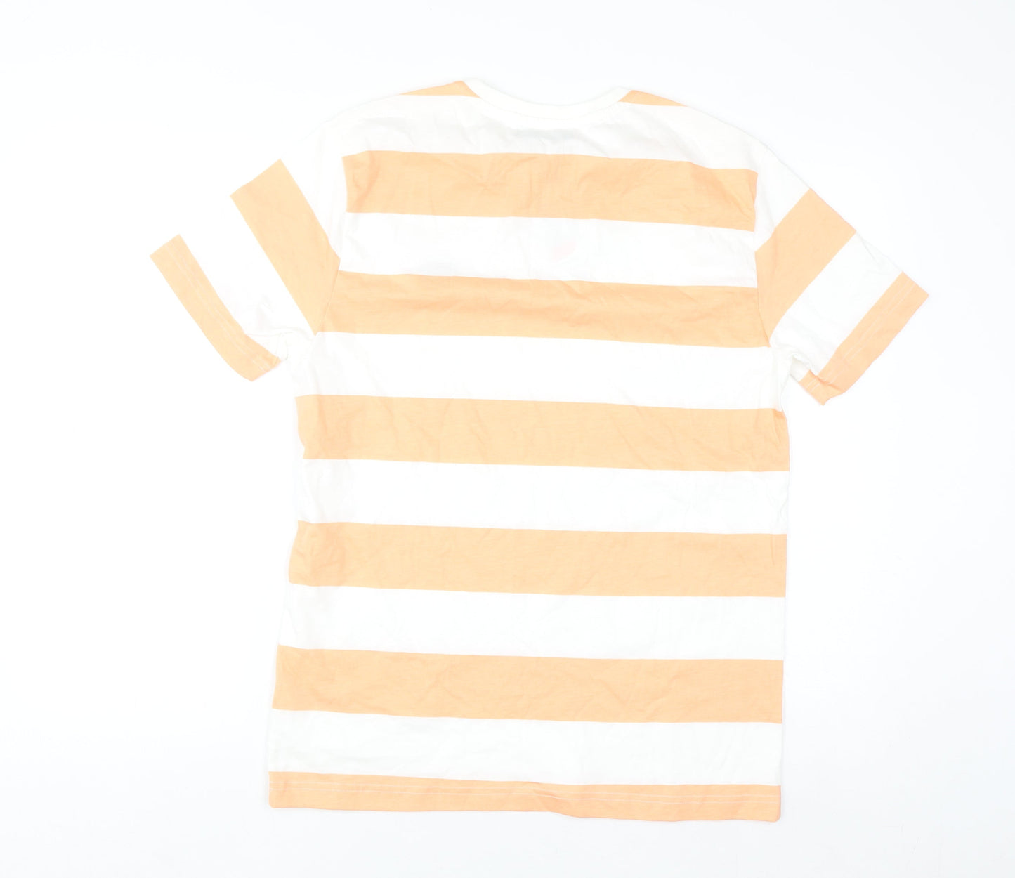 Paul Calvin Men's Coral White Stripe Cotton T-Shirt Medium