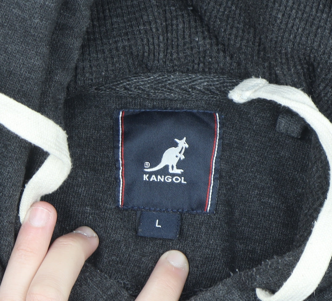 Kangol Men's Grey Pullover Hoodie L Cotton Blend