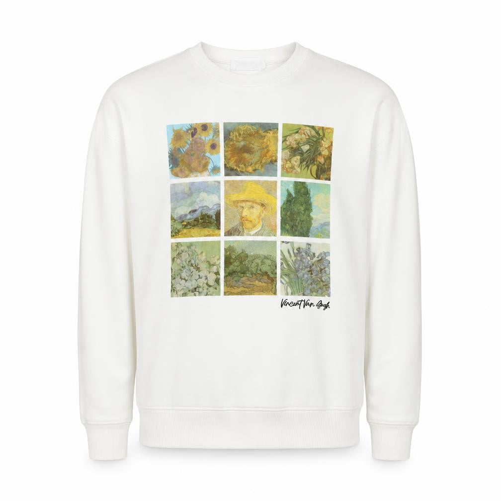 Primark Men’s White Vincent Van Gogh Art Graphic Pullover Sweatshirt XS