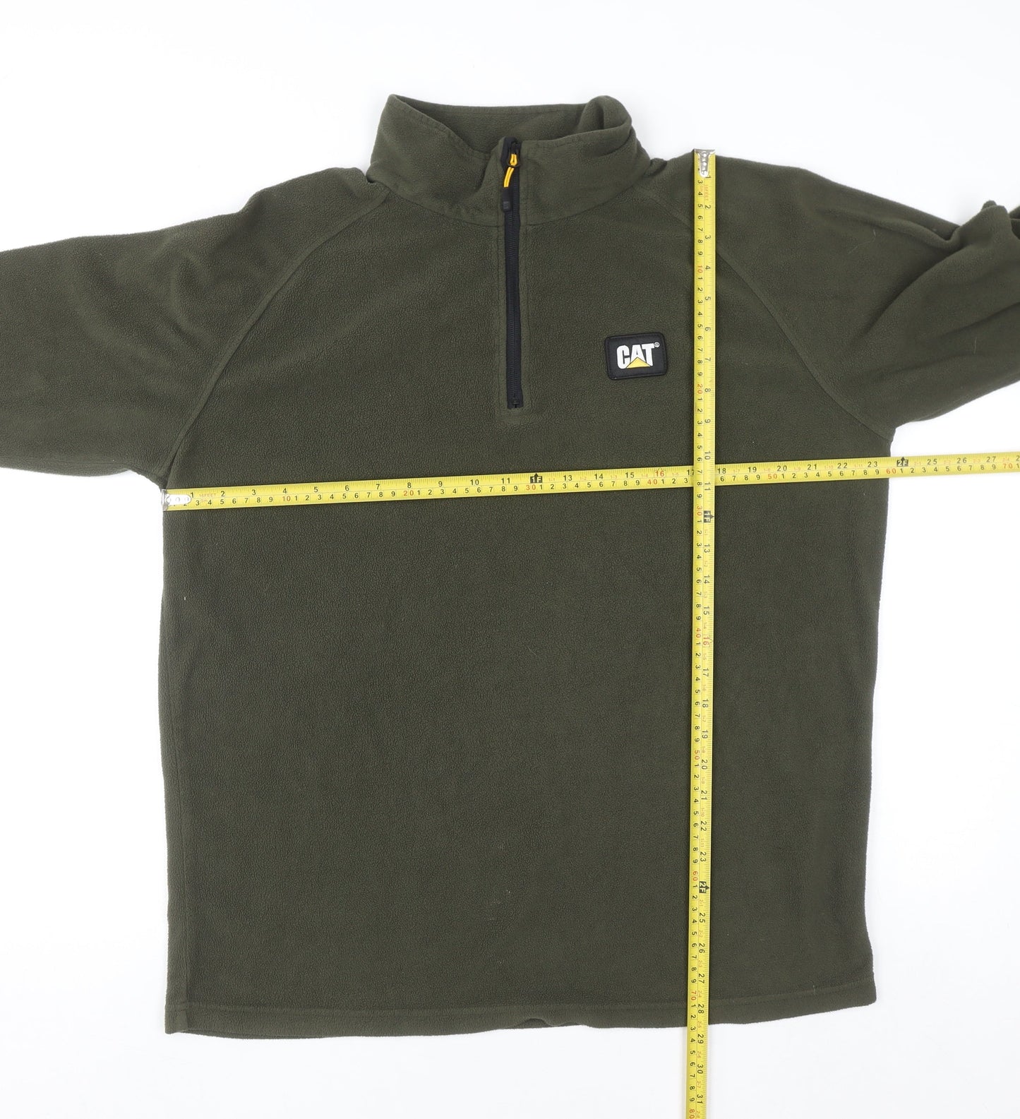 CAT Men's Green Fleece 1/4 Zip Pullover Sweatshirt XL