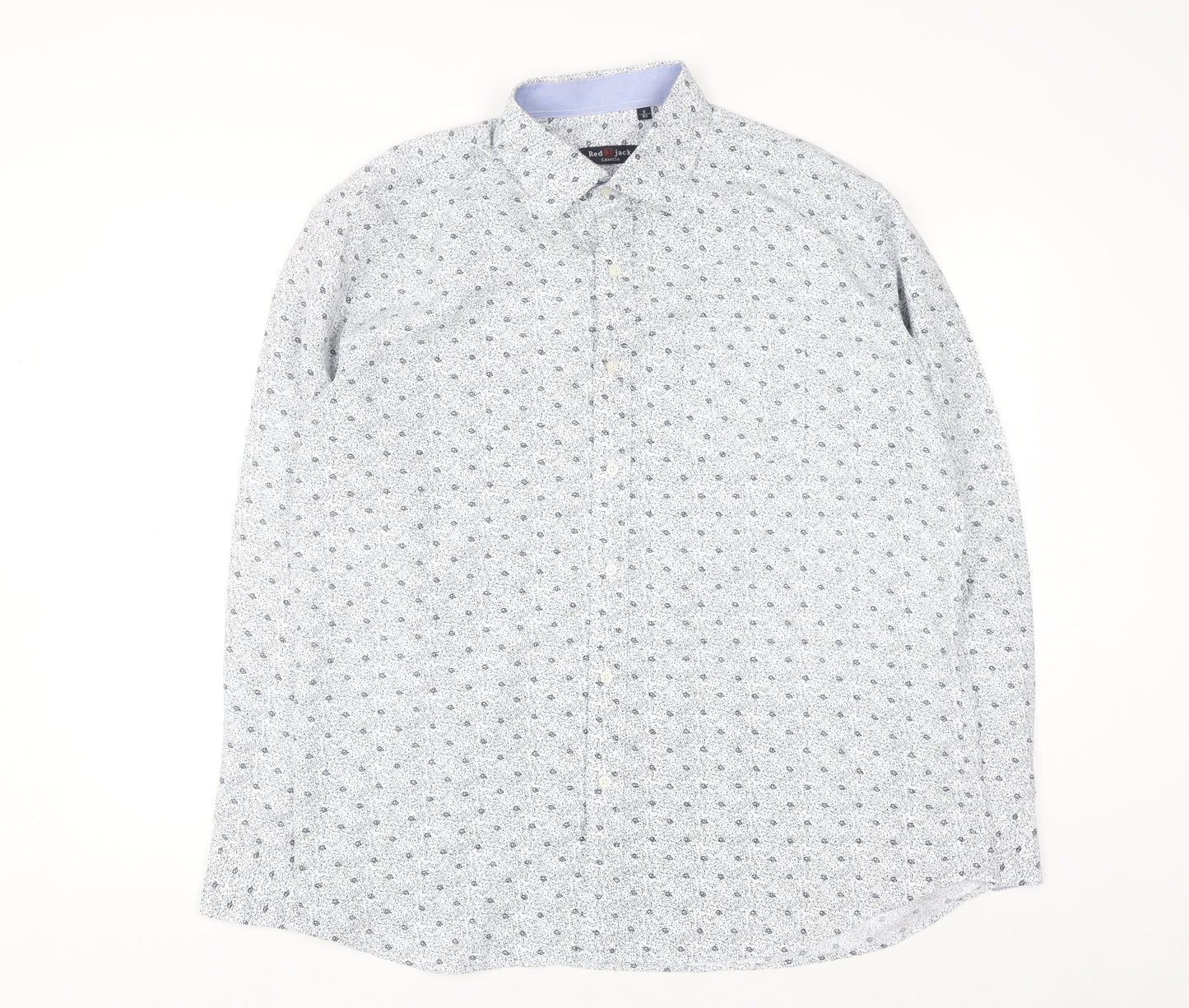 Red Jack Men's White Floral Cotton Button-Up Shirt Size 17