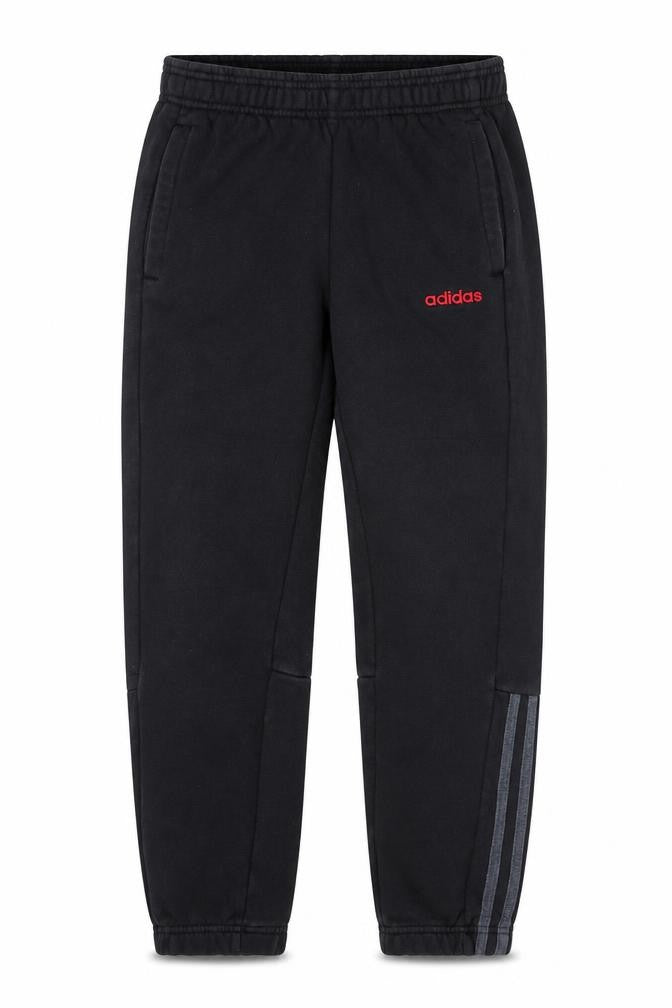 Front view of Adidas boys’ black jogger sweatpants 11-12 years fleece elastic waist