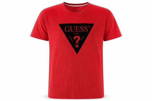 Guess Men's Red Logo Slim Fit Crew Neck T-Shirt Size L