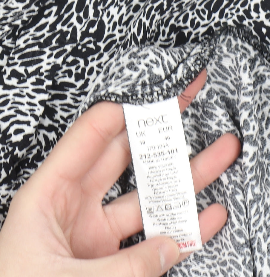 Next Women's Black Animal Print Wrap Blouse Size 18