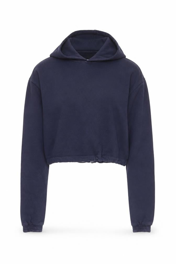 Fila Women's Navy Cropped Hoodie Size M Cotton Blend Logo Pullover