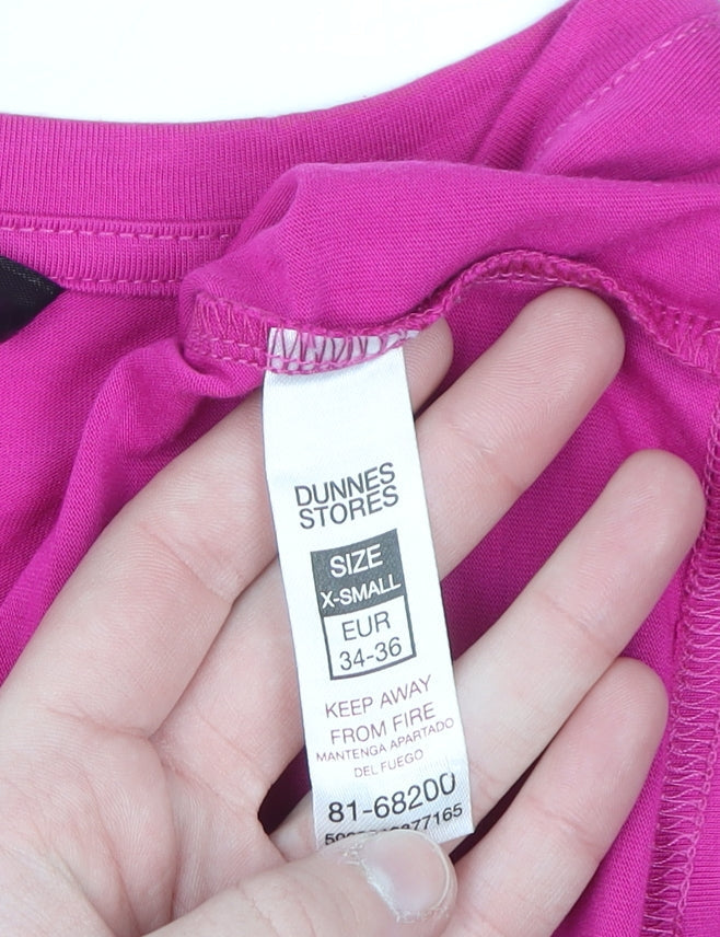 Dunnes Stores Women's Pink V-Neck Long Sleeve Basic T-Shirt XS