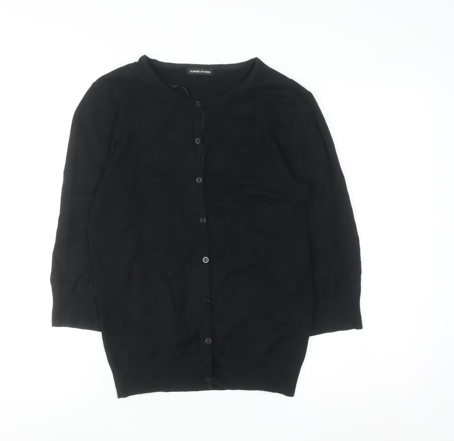 Dunnes Stores Womens Black Cotton Cardigan Size 14 Classic Knit