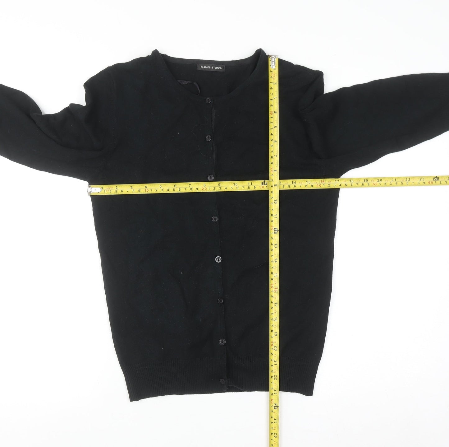 Dunnes Stores Womens Black Cotton Cardigan Size 14 Classic Knit