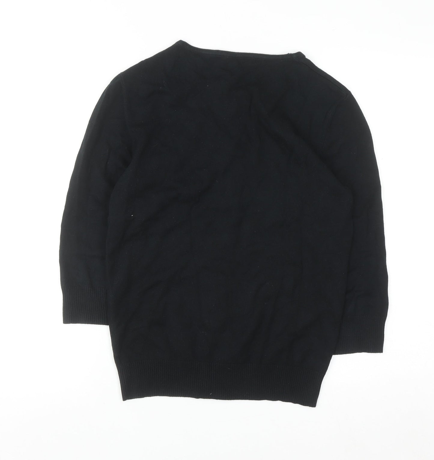 Dunnes Stores Womens Black Cotton Cardigan Size 14 Classic Knit