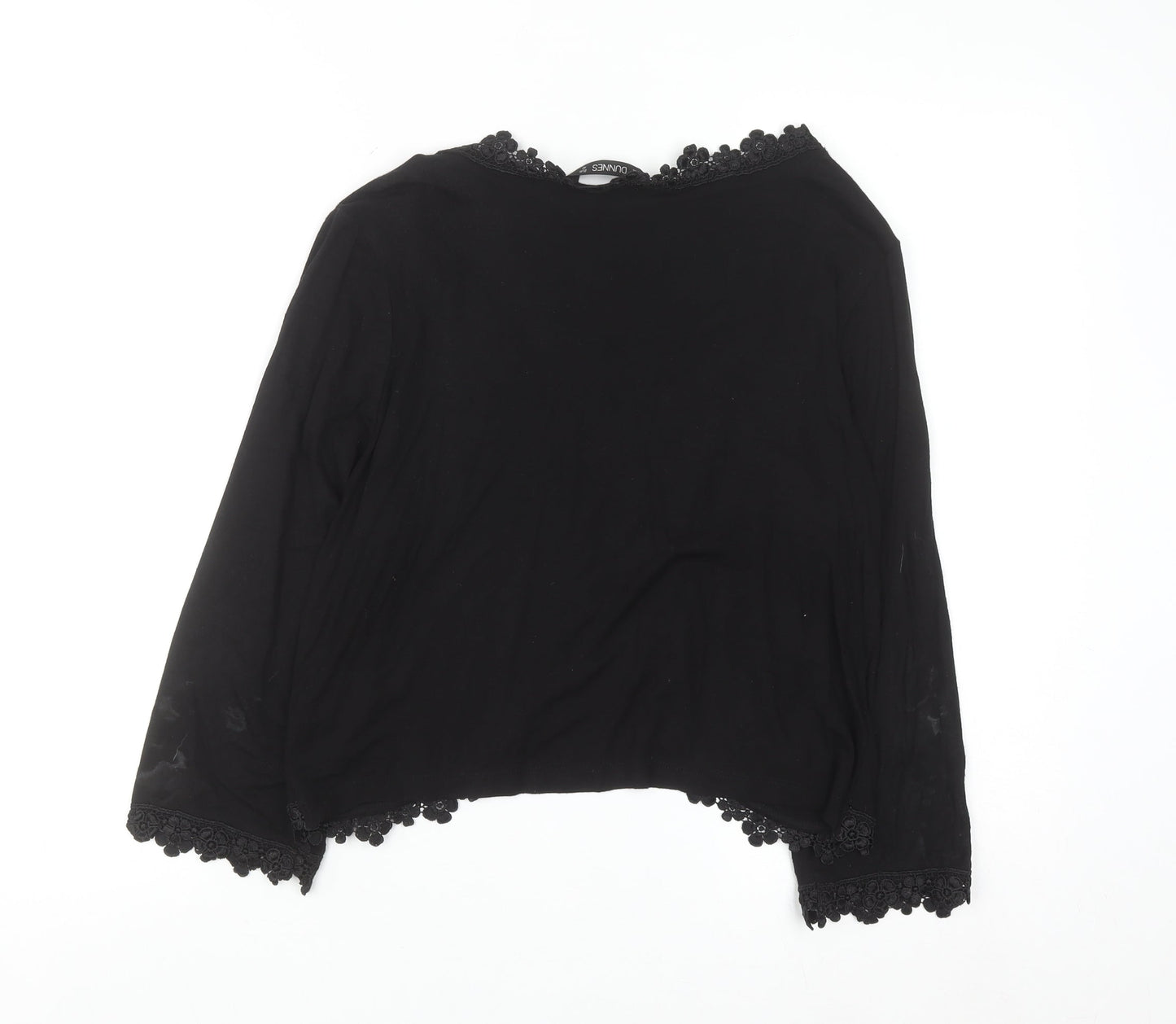 Dunnes Women Black Size 14 Embroidered Cropped Cardigan