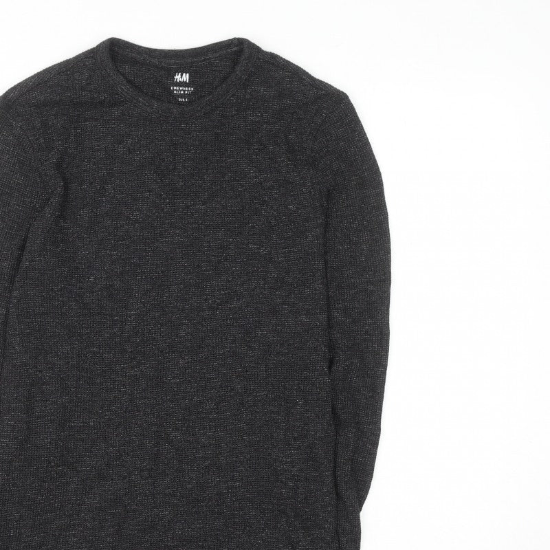 Additional view of H&M Men’s Black Slim Fit Crew Neck Long Sleeve Jumper, size S