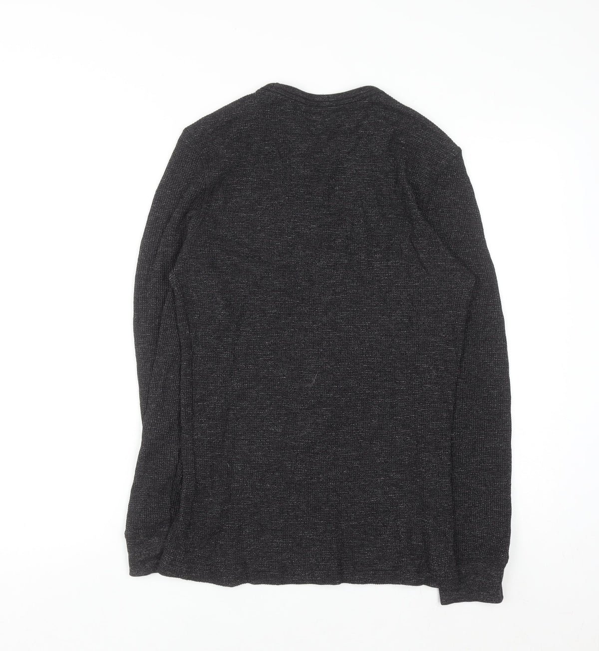 Brand and care label for H&M Men’s Black Slim Fit Crew Neck Long Sleeve Jumper, size S