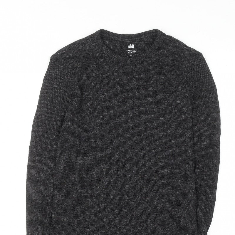 Additional view of H&M Men’s Black Slim Fit Crew Neck Long Sleeve Jumper, size S