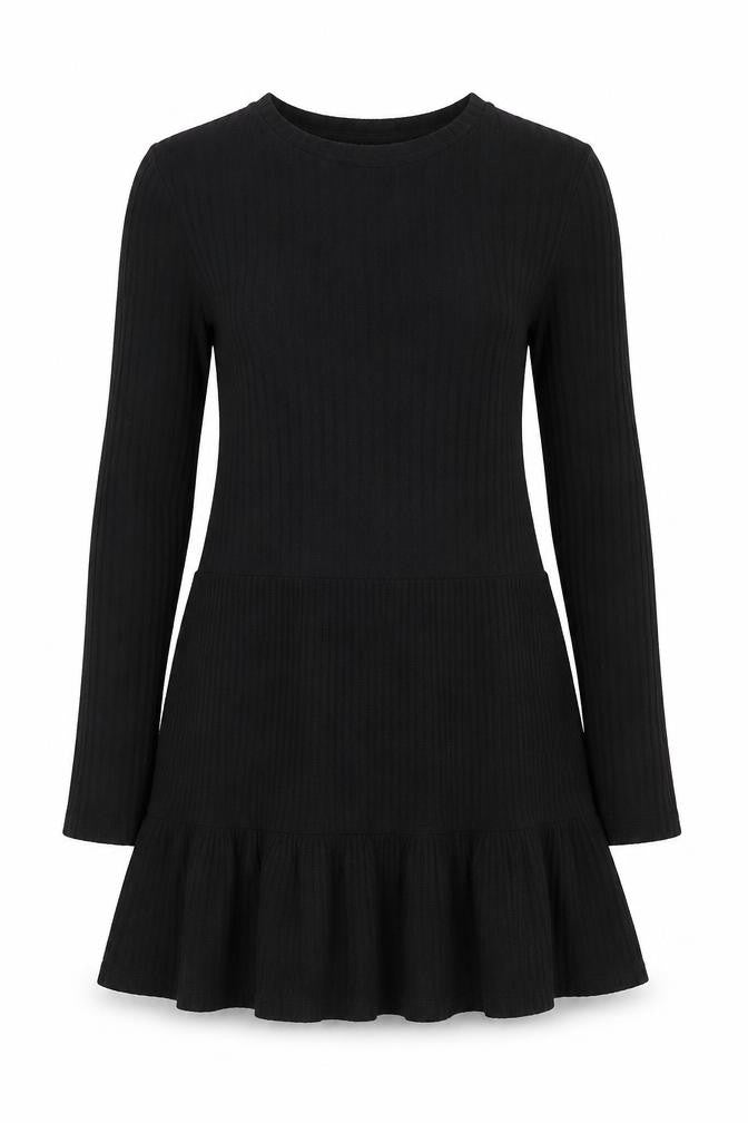 Zara Women Black Long Sleeve Skater Dress Size S