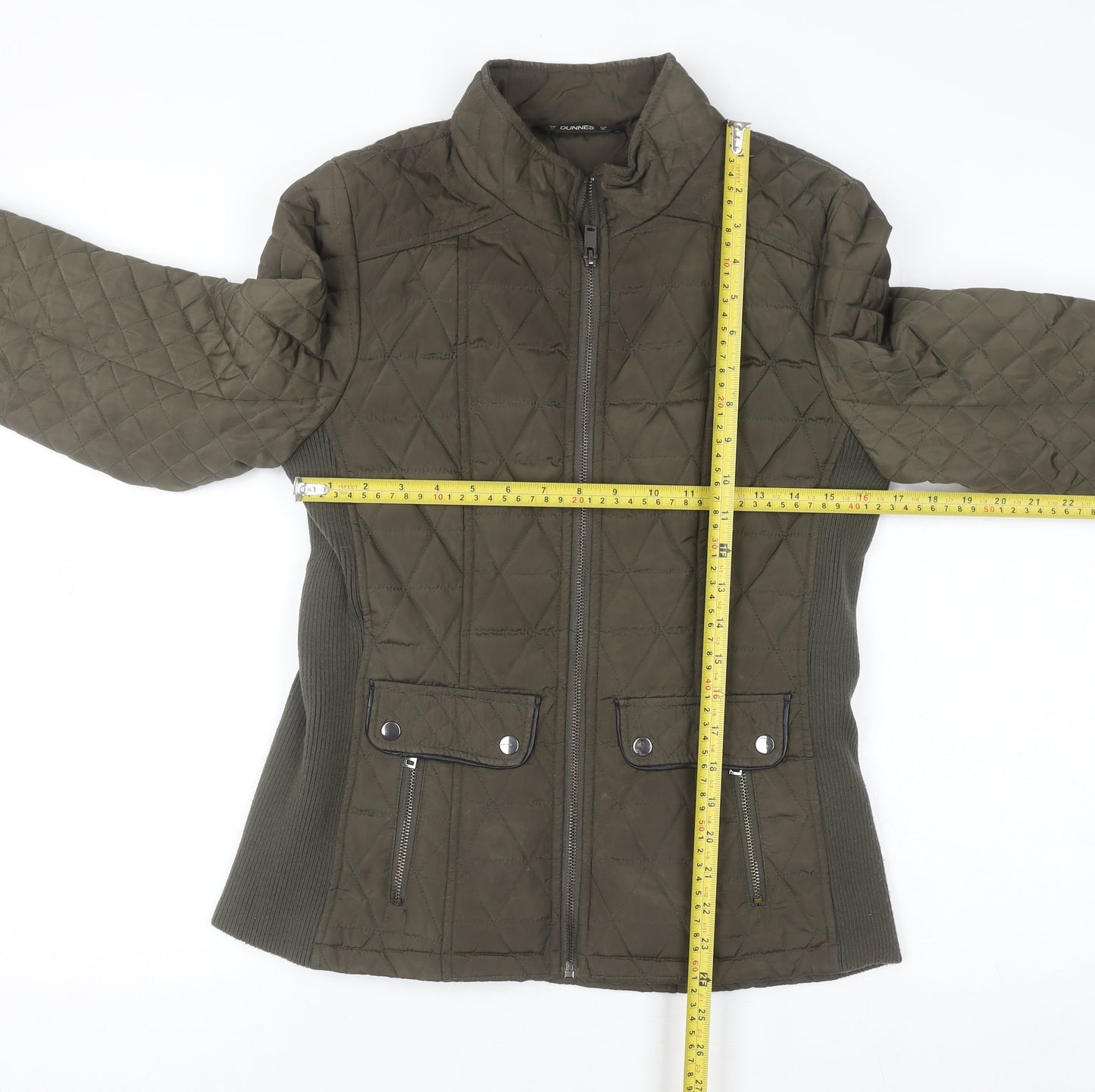 Dunnes Women Green Quilted Mid-Length Jacket Size 12