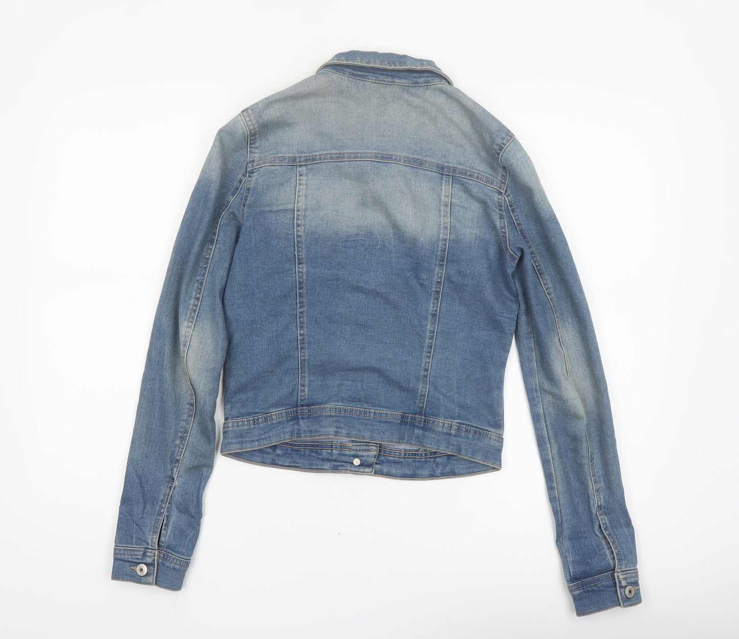 ONLY Womens Blue Denim Cropped Jacket Size 6 Casual Classic Style