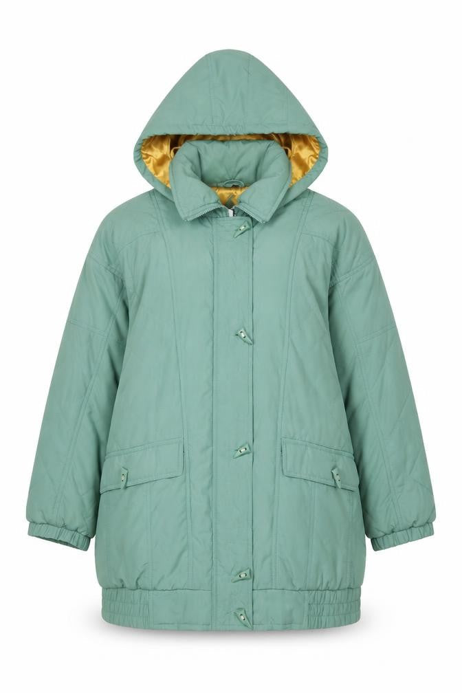 Nuage Womens Green Hooded Parka Coat Size 14 Lined Winter Jacket