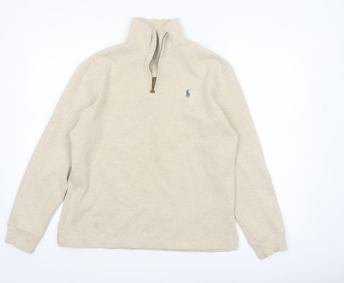 Polo Ralph Lauren Men's Beige 1/4 Zip Cotton Sweatshirt Size S