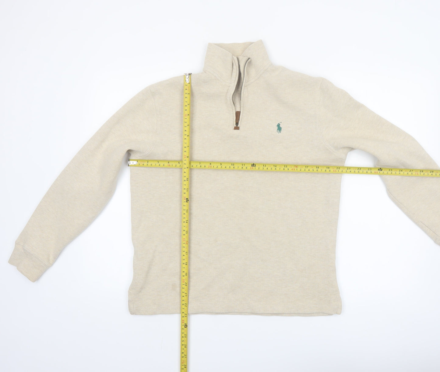 Polo Ralph Lauren Men's Beige 1/4 Zip Cotton Sweatshirt Size S