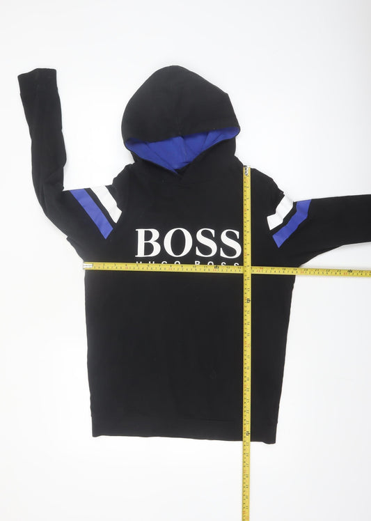 Hugo Boss Men's Black Pullover Hoodie S Logo Graphic Sweatshirt