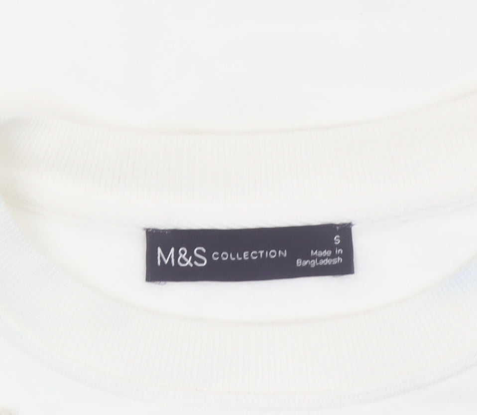 Marks and Spencer Women Ivory Pearl Embellished Pullover Sweatshirt S