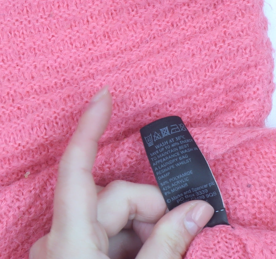 Marks and Spencer Women’s Pink Roll Neck Chunky Knit Jumper Size 16