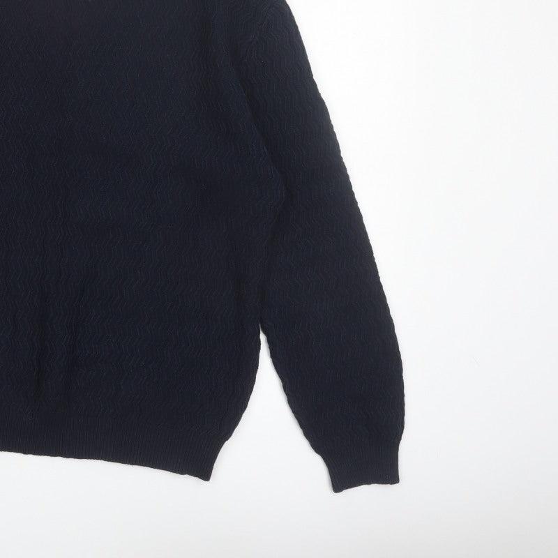 Additional view of Mango Men Blue Knit Crew Neck Long Sleeve jumper L