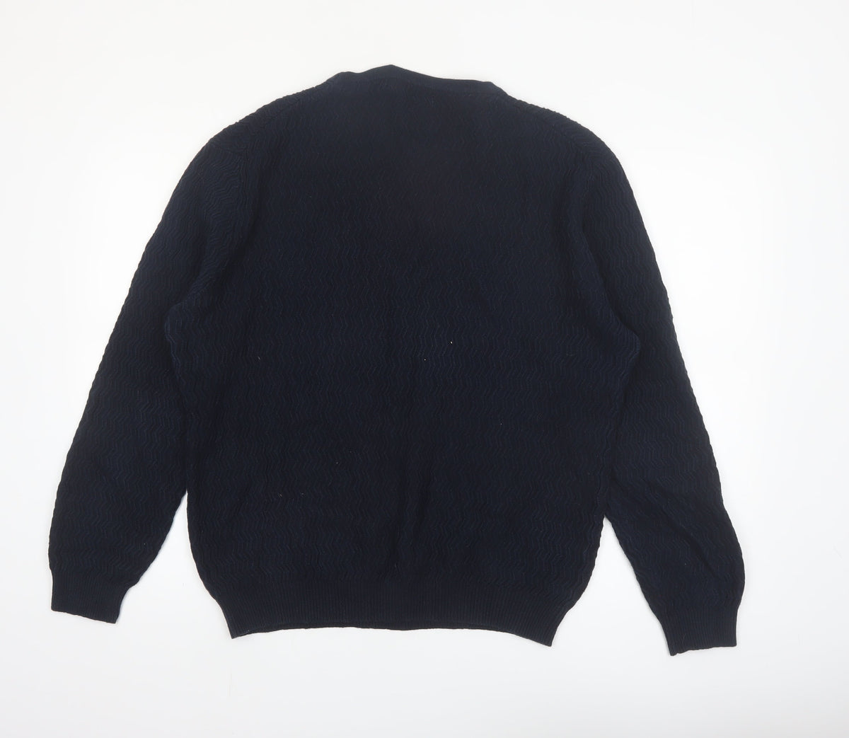 Brand and care label for Mango Men Blue Knit Crew Neck Long Sleeve jumper L