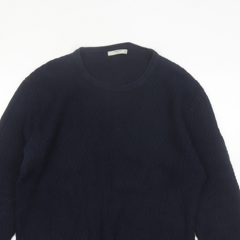Additional view of Mango Men Blue Knit Crew Neck Long Sleeve jumper L