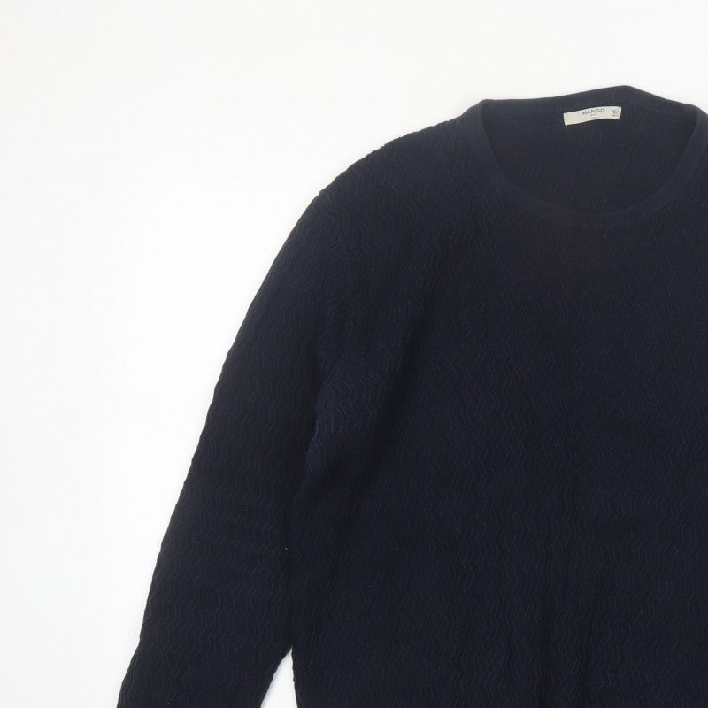 Additional view of Mango Men Blue Knit Crew Neck Long Sleeve jumper L