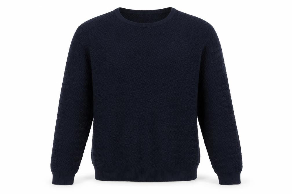 Front view of Mango Men Blue Knit Crew Neck Long Sleeve jumper L