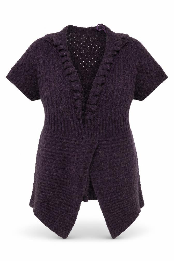 South Lodge Women's Purple Knit Ruffle Open Cardigan Size M