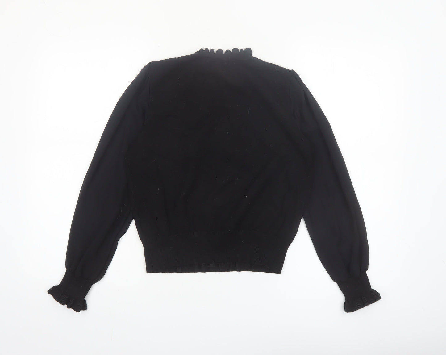 Oasis Womens Black High Neck Cable Knit Jumper Medium
