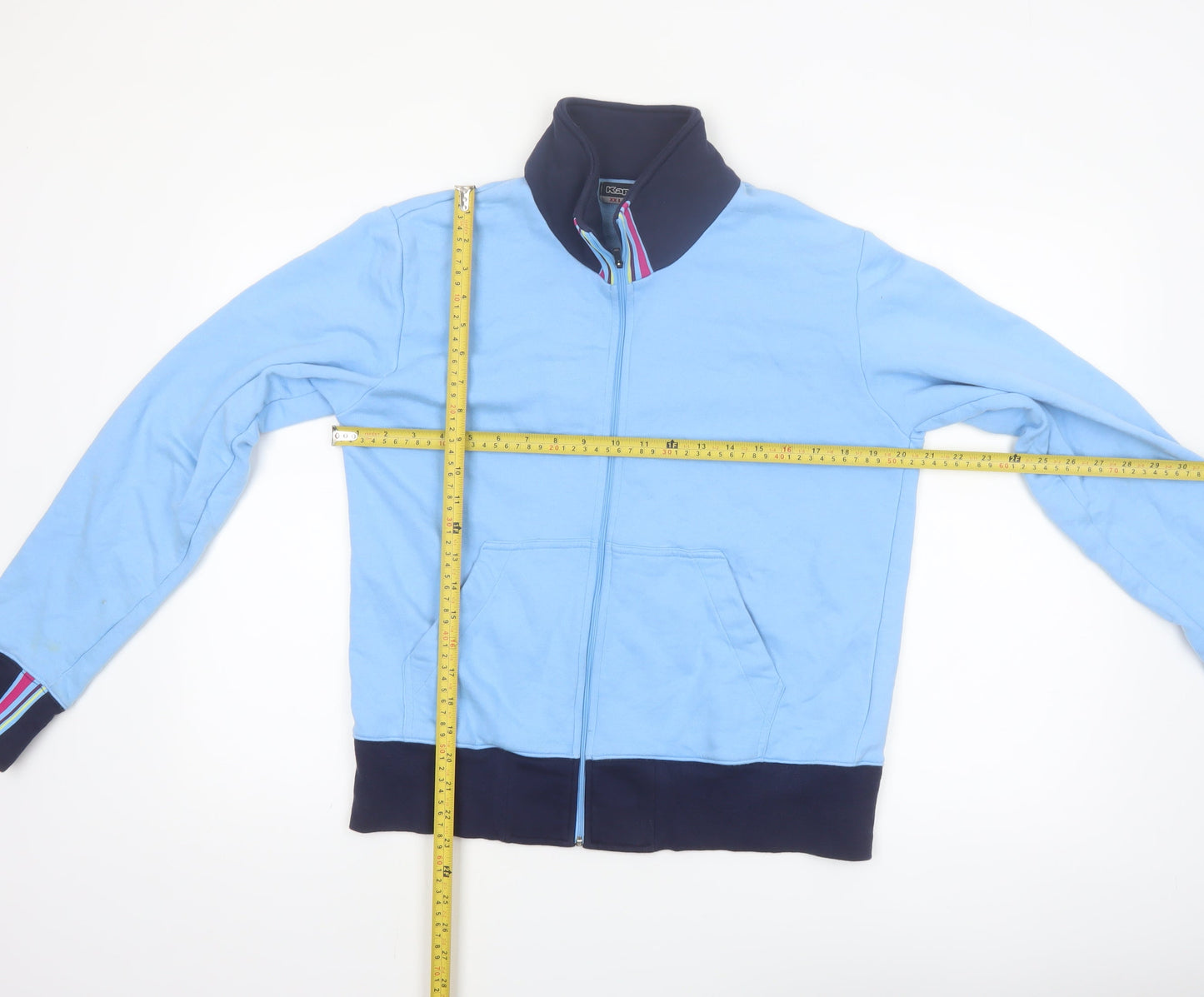 Kappa Womens Blue 2XL Basic Zip Up Jacket with Stripe Cuffs