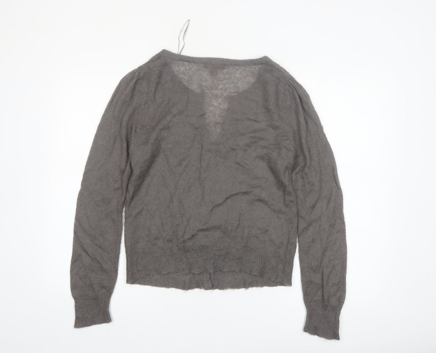 Monsoon Women Grey V-Neck Embroidered Cardigan Size 12