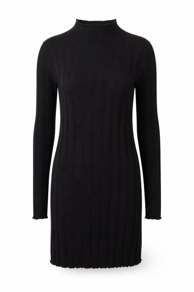 Melody Women's Black Bodycon Knit Knee Length Dress S Long Sleeve