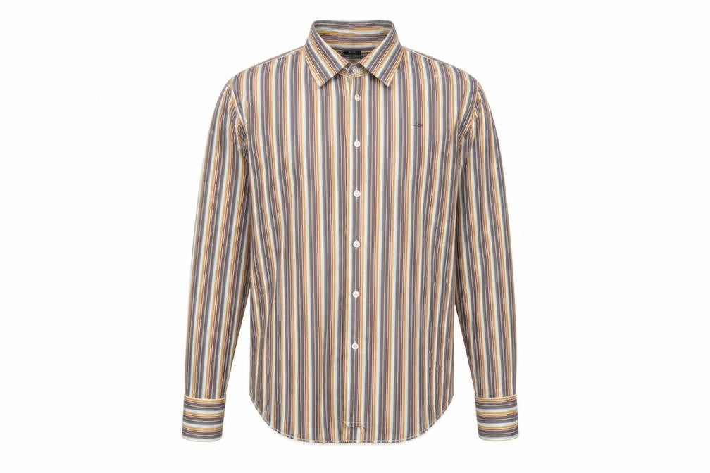 Tommy Hilfiger Men's Multicoloured Slim Fit Striped Button-Up Shirt L