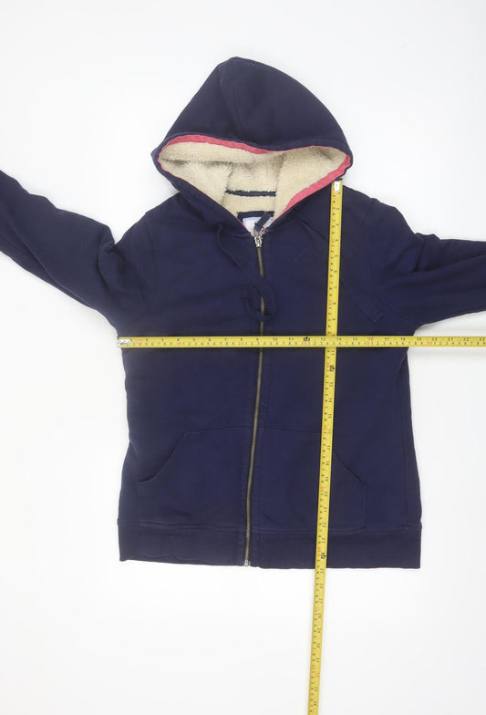 Boden Women's Navy Full Zip Hoodie UK 12 Sherpa Lined Warm Casual
