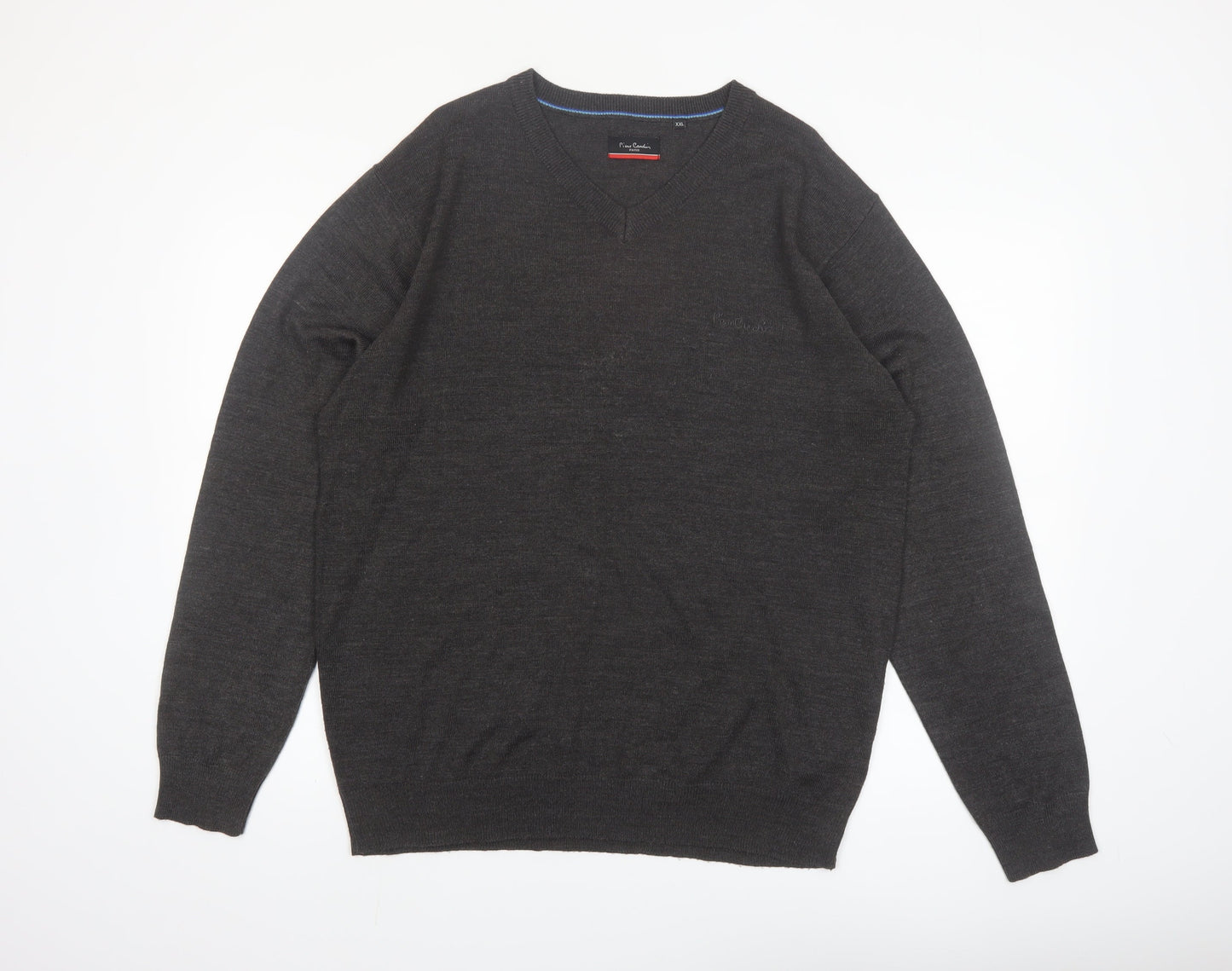 Pierre Cardin Men’s Grey 2XL V-Neck Acrylic Pullover Jumper