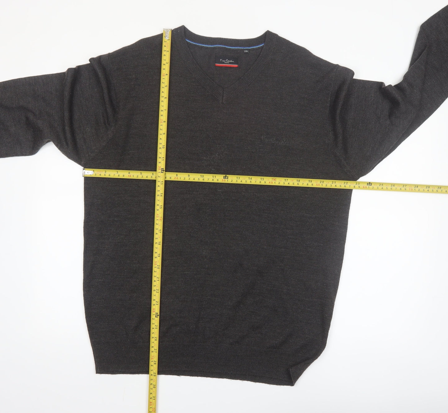 Pierre Cardin Men’s Grey 2XL V-Neck Acrylic Pullover Jumper