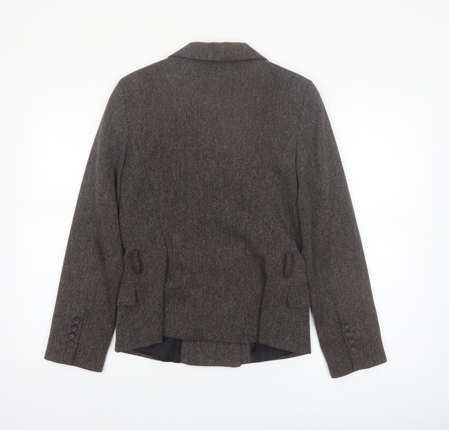 Zara Women Brown Tweed Double-Breasted Blazer M Classic Workwear