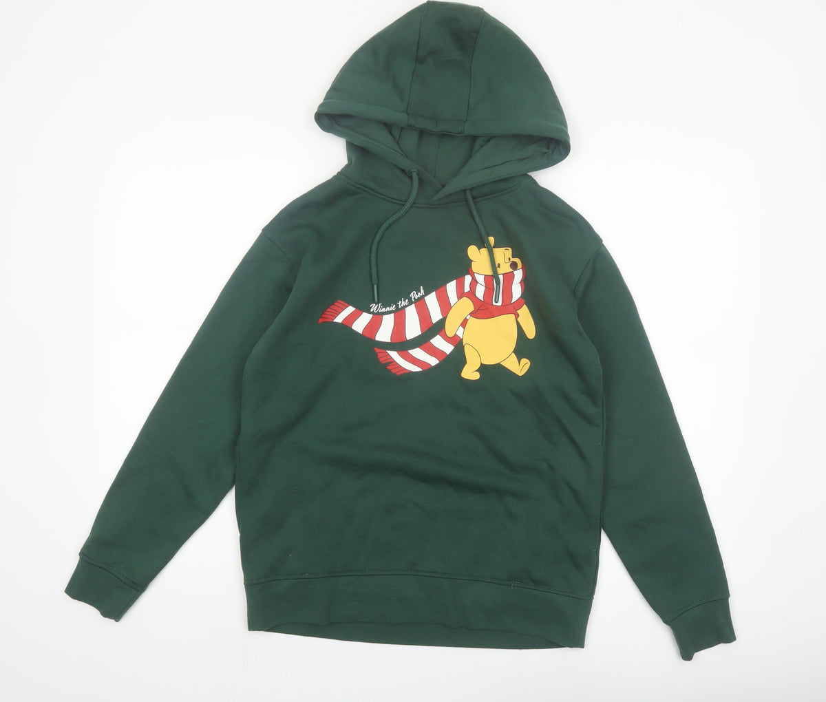 Front view of Disney Winnie the Pooh Green Hoodie XS Women's Pullover Hooded Sweatshirt