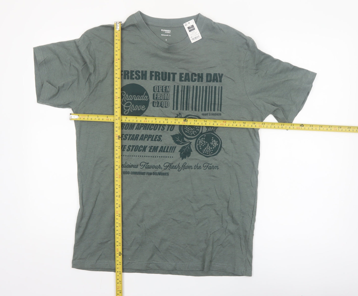 Dunnes Stores Men's Green Graphic Print Regular Fit T-Shirt Size S