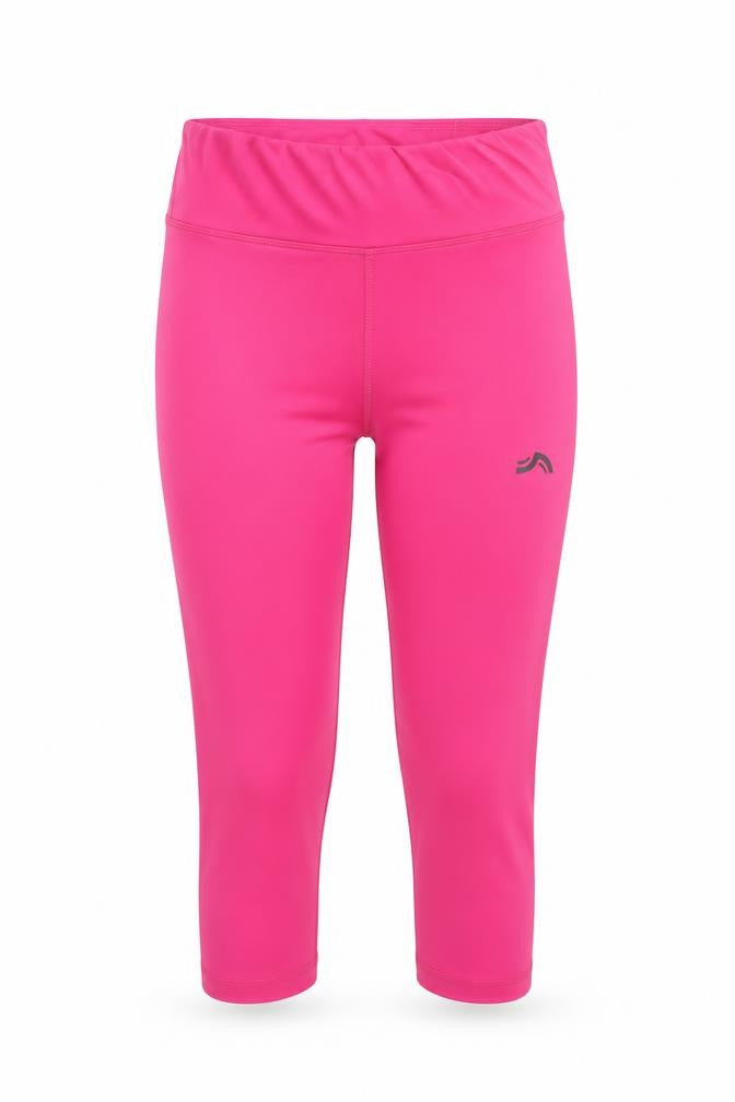 Front view of Crivit women’s pink capri leggings, size UK 8/10, stretch activewear