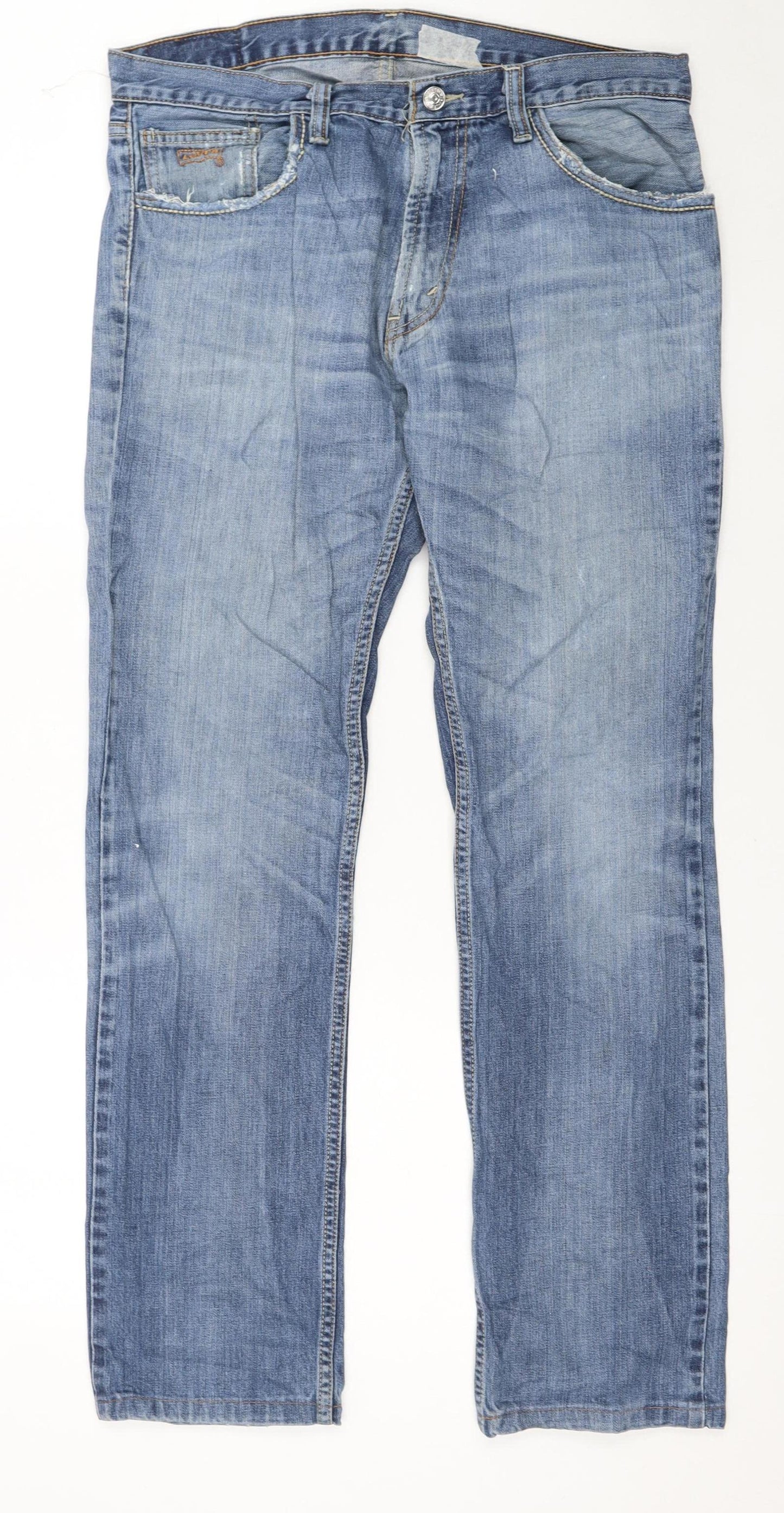 Levi Strauss & Co Men's Blue 34x34 Regular Fit Straight Denim Jeans