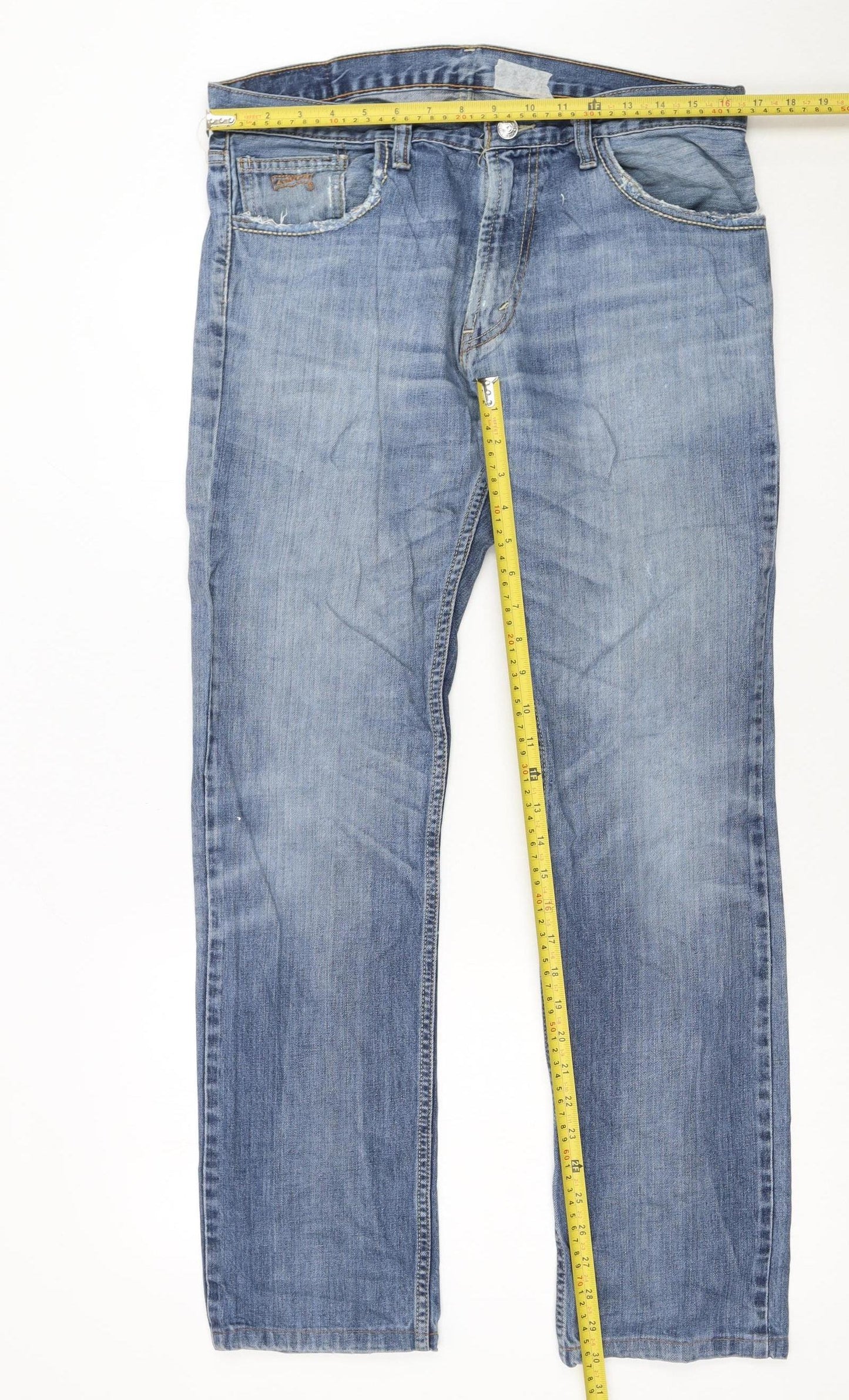 Levi Strauss & Co Men's Blue 34x34 Regular Fit Straight Denim Jeans